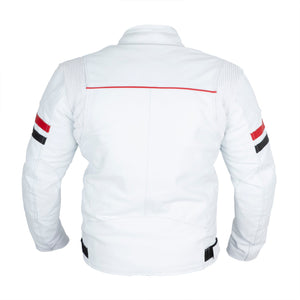 White Genuine Leather Motorcycle Jacket - Real Leather Moto Biker Jacket Mens Back