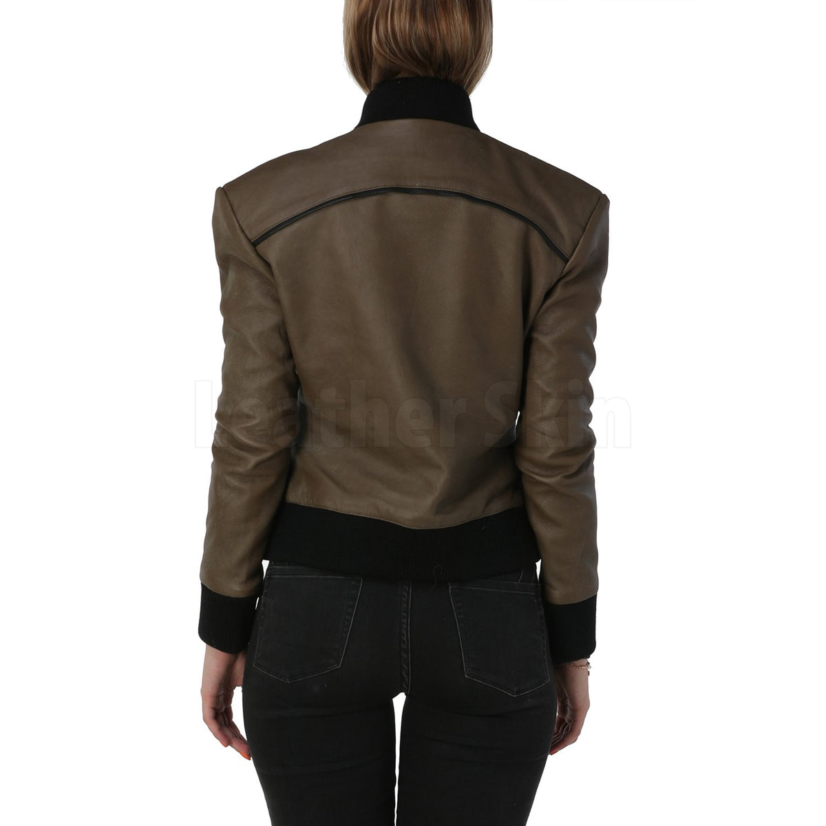 Kathy Army Green Leather Jacket