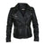 women black leather jacket silver zipper