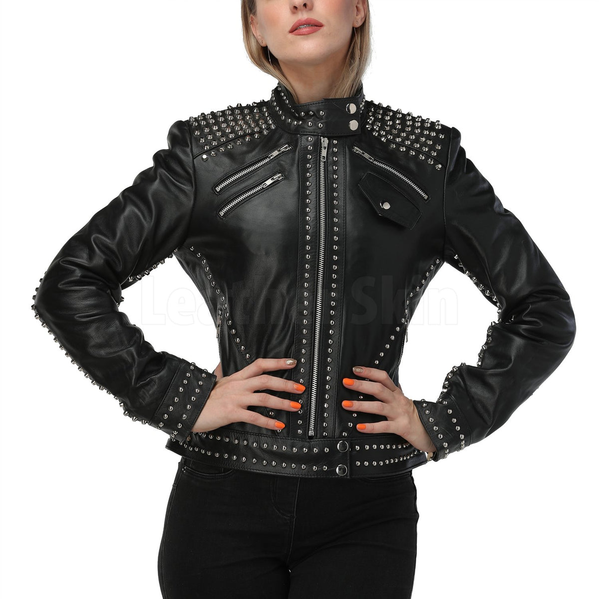 Cary Black Studded Leather Jacket