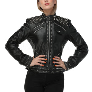 Cary Black Studded Leather Jacket