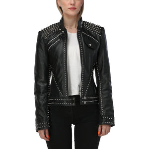 Cary Black Studded Leather Jacket