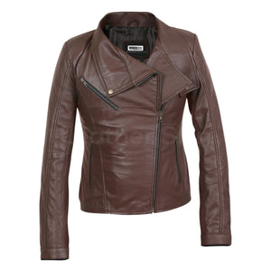brown leather jacket women