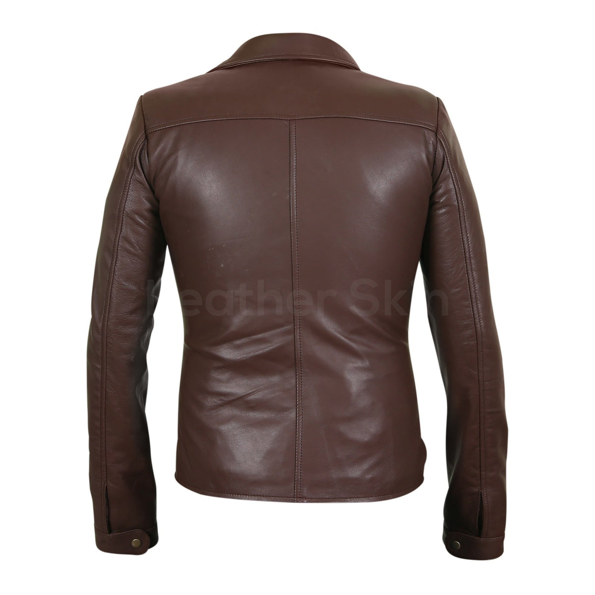 Brown Real Leather Jacket with Antique Zippers