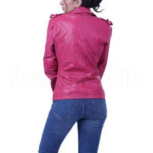 Women Hot Pink Biker Jacket
