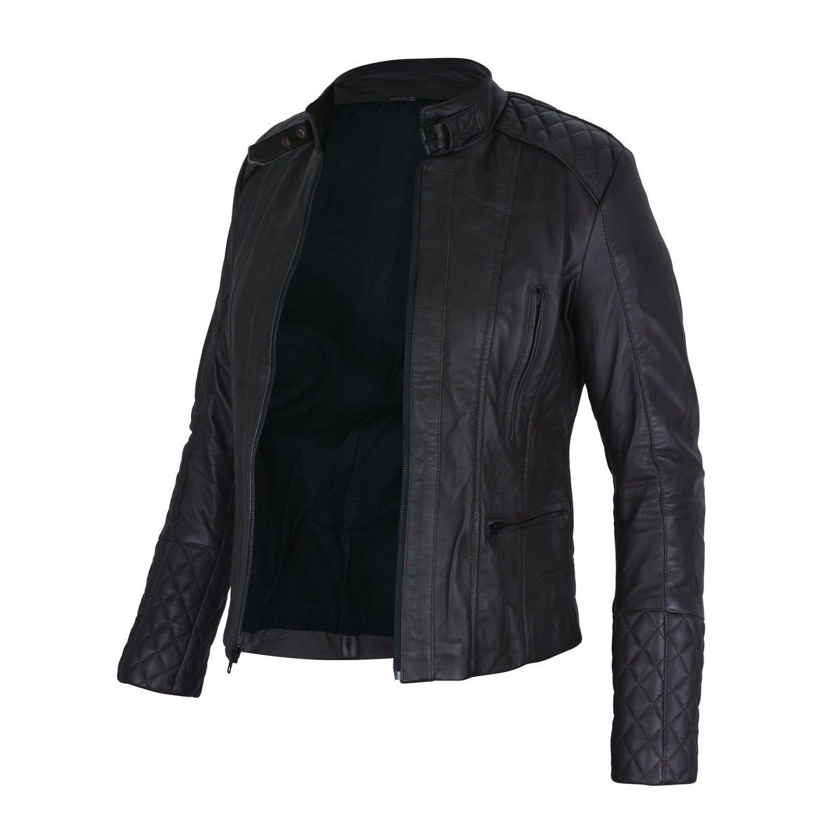 Andrea Sheepskin Quilted Black Genuine Leather Jacket