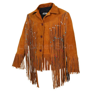western tan leather jacket women