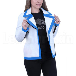 Women White Genuine Handmade Brando Leather Jacket