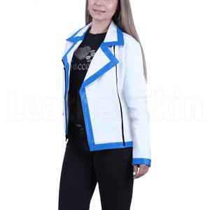 Women White Genuine Handmade Brando Leather Jacket