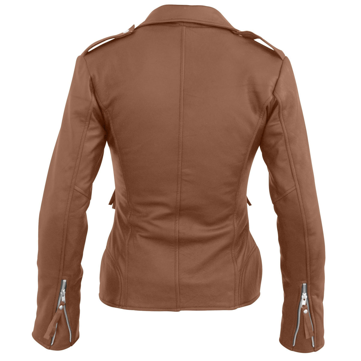 Leather Skin Women Brown Brando Synthetic Leather Jacket