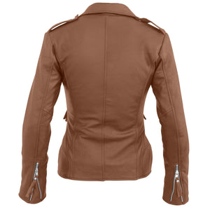 Leather Skin Women Brown Brando Synthetic Leather Jacket