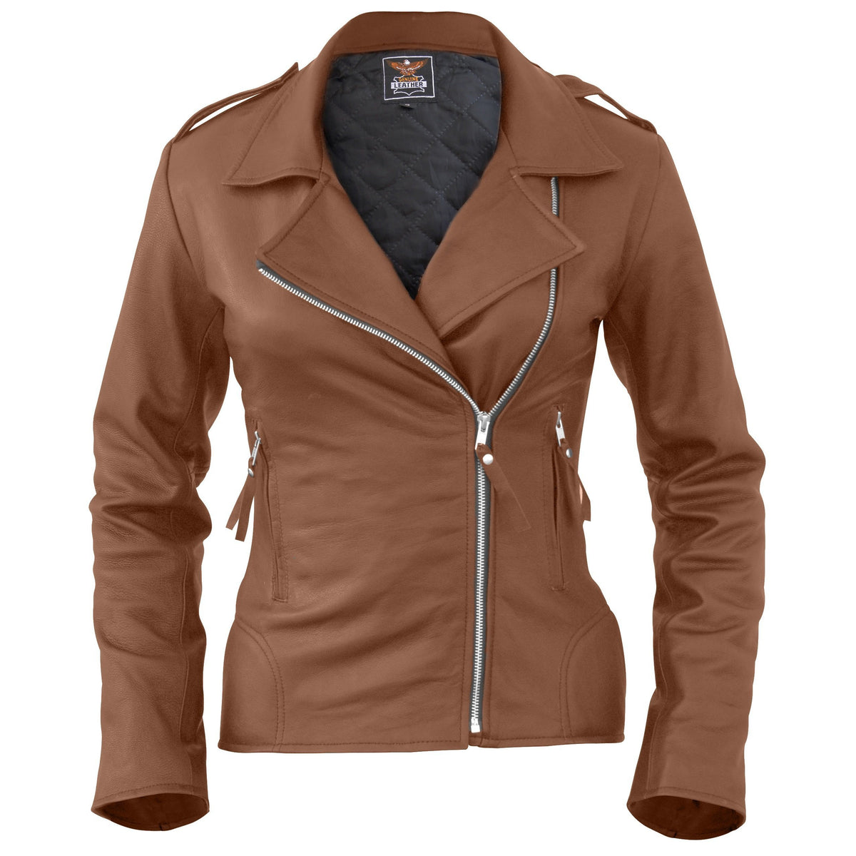 Leather Skin Women Brown Brando Synthetic Leather Jacket