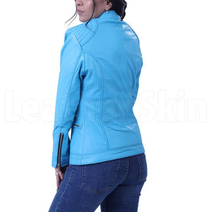 Women’s Sky Blue Leather Jacket