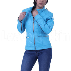 Women’s Sky Blue Leather Jacket