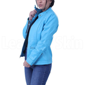 Women’s Sky Blue Leather Jacket