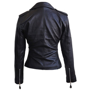 Leather Skin Women Black Brando Genuine Leather Jacket
