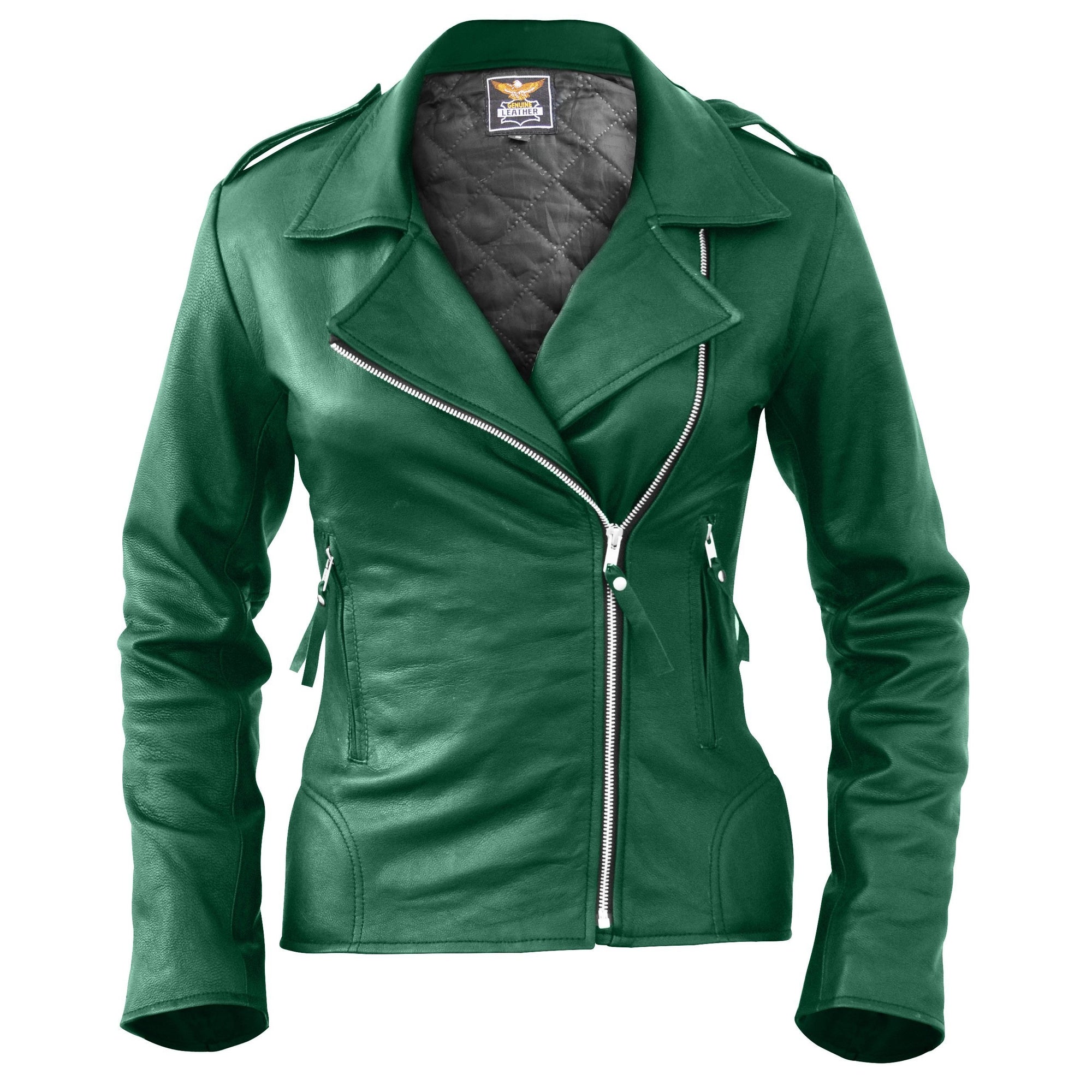 Leather Skin Women Green Brando Genuine Leather Jacket