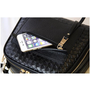 Women Black Tote Messenger Handbag Slit Pocket Apple IPHONE
