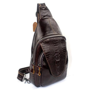 Alligator Pattern Unique Classic Style Leather Shoulder Bag for Men