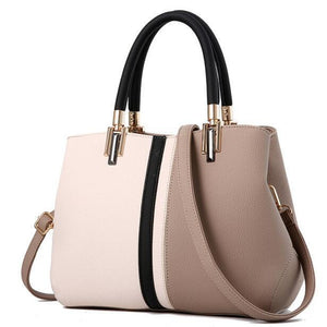 Women Grey Tote Dual Colour Retro Messenger Leather Handbag 