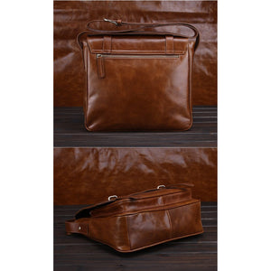 Men Brown Shoulder Strap Crossbody Vintage Messenger Leather Bag