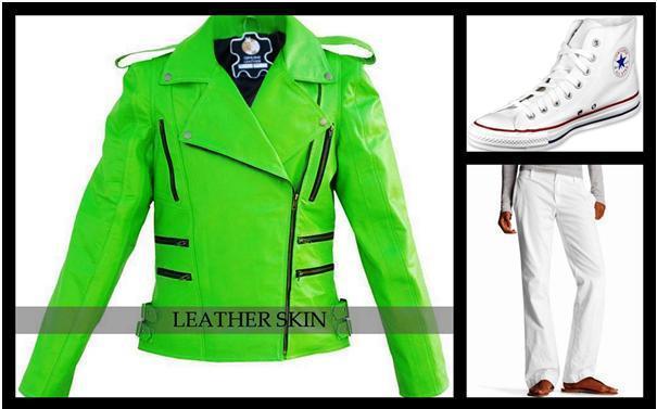fresh green leather jacket