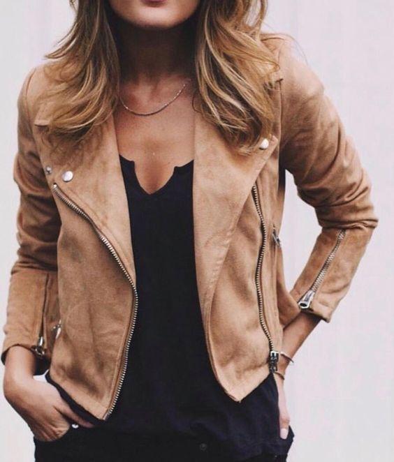 Beige leather jacket