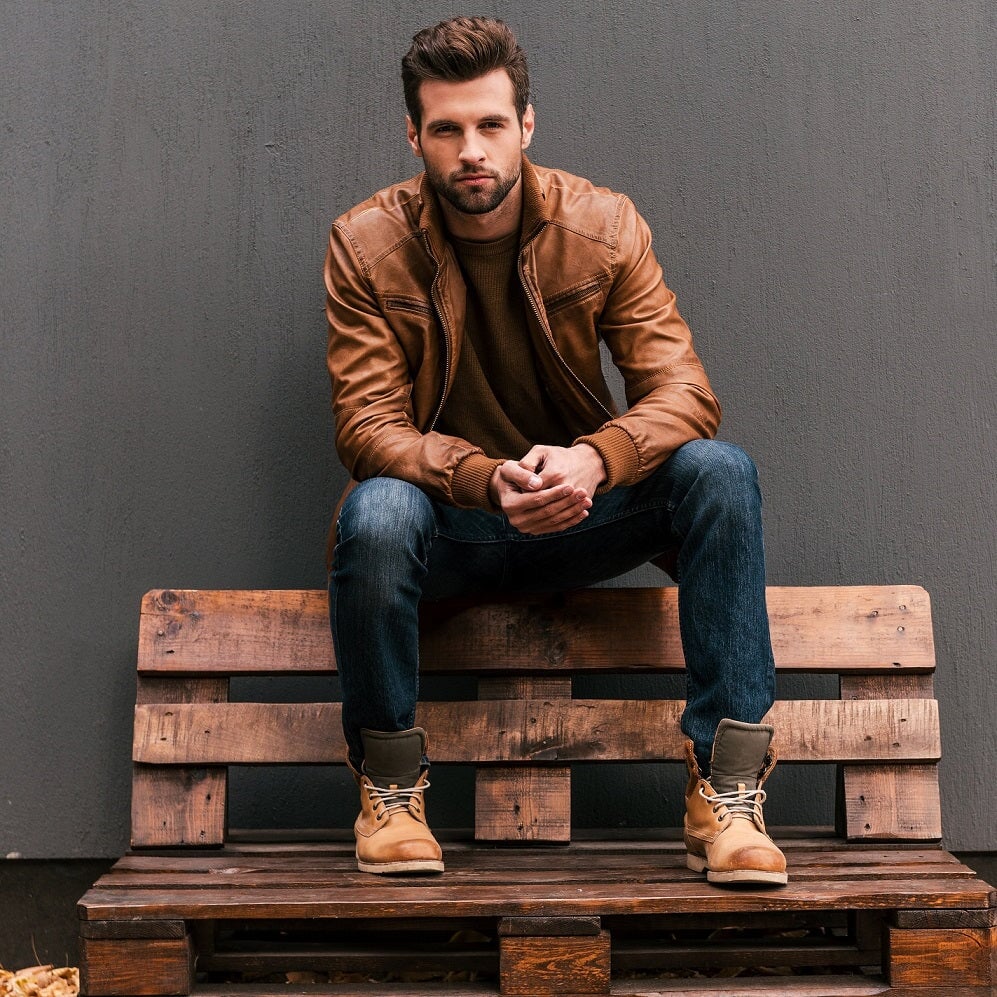 dark brown leather jacket outfit