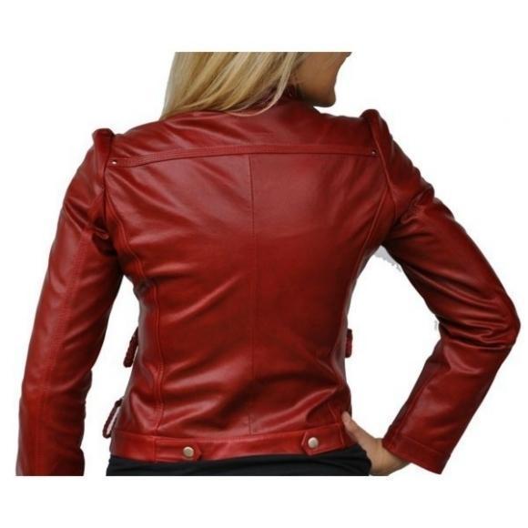 maroon leather jacket