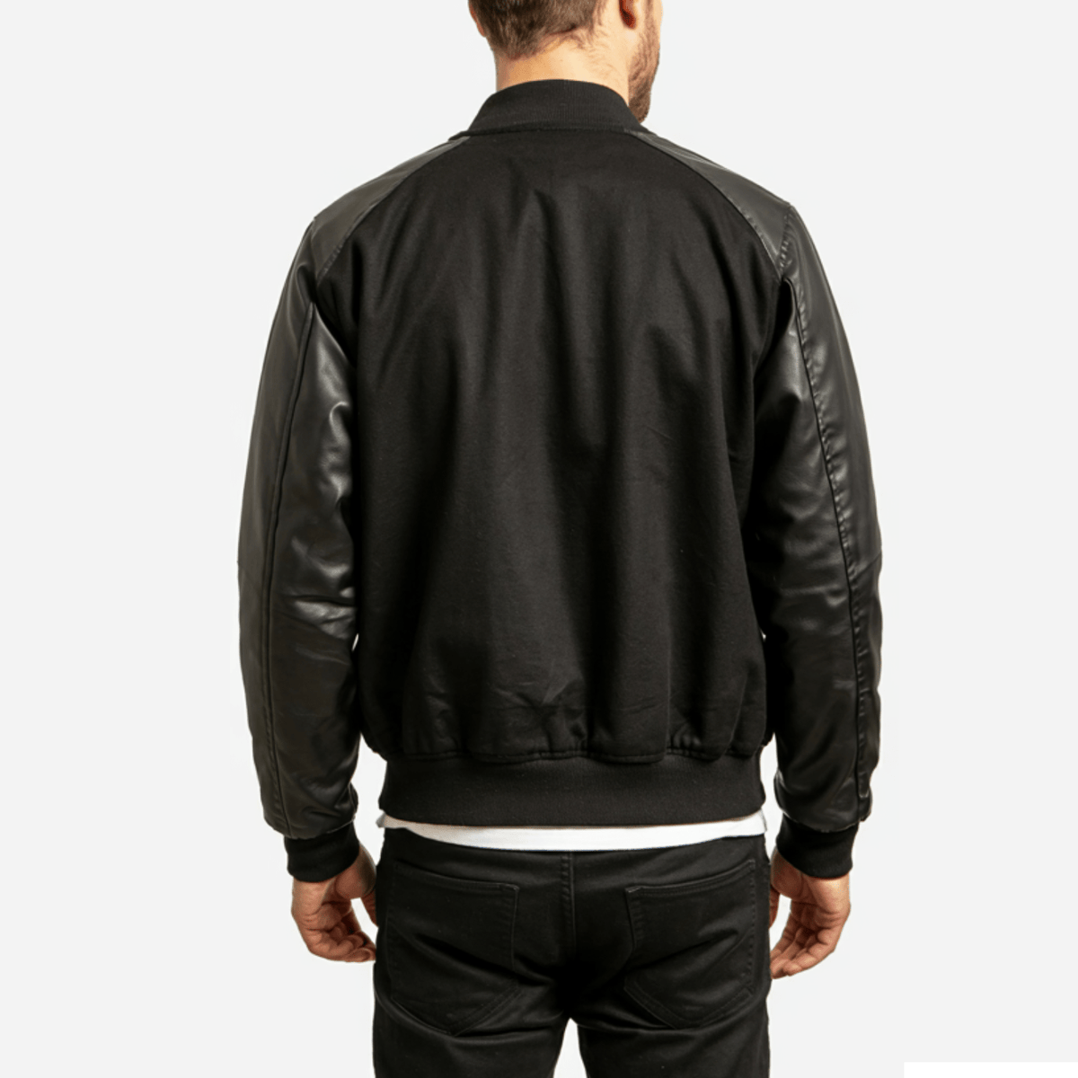 Axel Black Hybrid Varsity Bomber Jacket