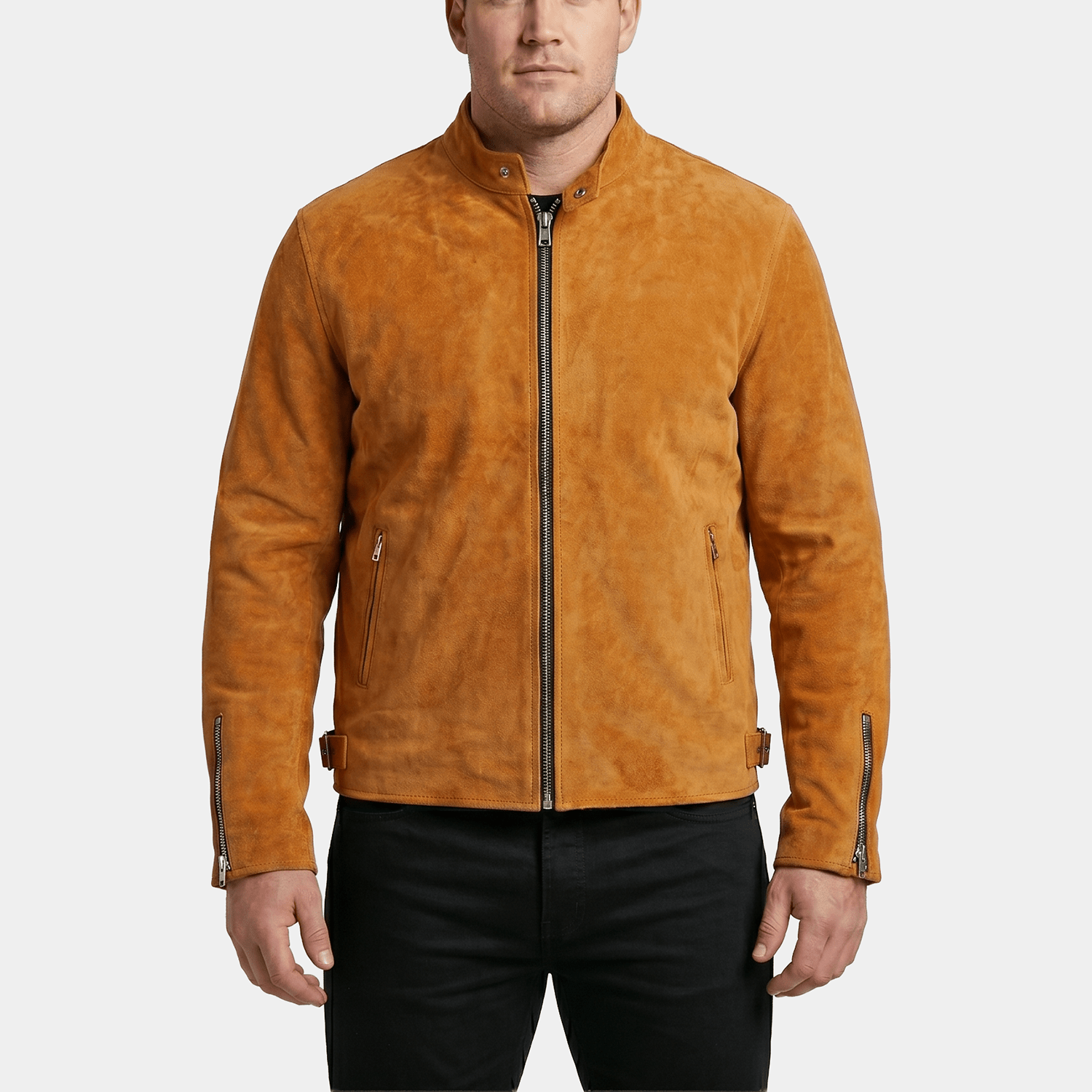 Austin Big & Tall Men's Tan Suede Café Racer Jacket