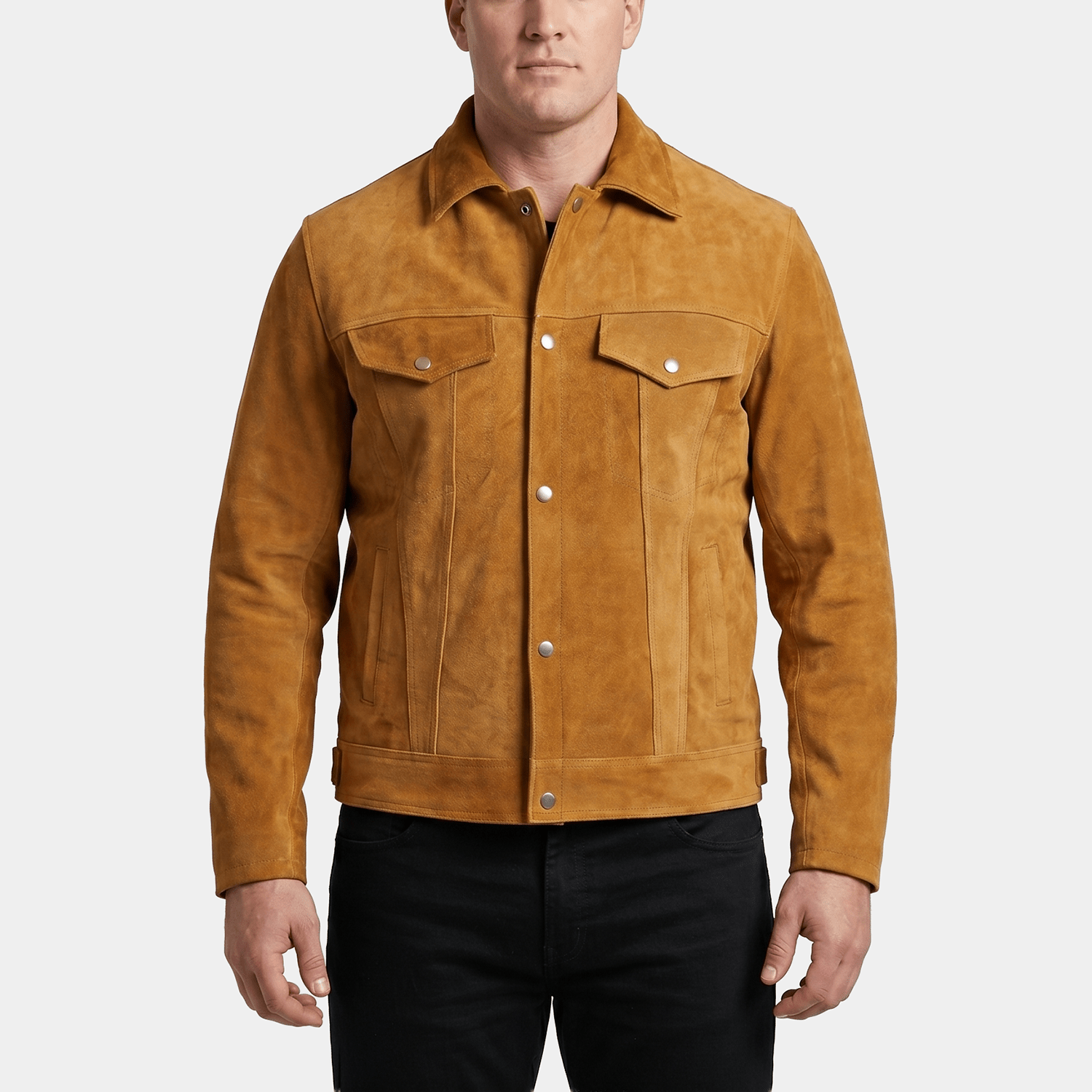 Wyatt Big & Tall Men's Tan Suede Trucker Jacket