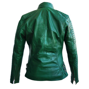 Leather Skin Green Brando Women Genuine Leather Jacket