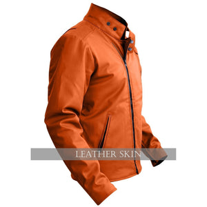 NWT Stylish Orange Men Stylish Synthetic  Leather Jacket