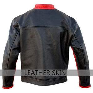Black with Red Patches Premium Genuine Pure Leather Jacket