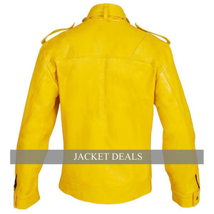 NWT Bright Yellow Unisex Fashion Stylish Sexy Premium Genuine Leather Jacket