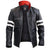 Leather Skin Black Leather Jacket with White Stripes and Dragon Embroided Patch
