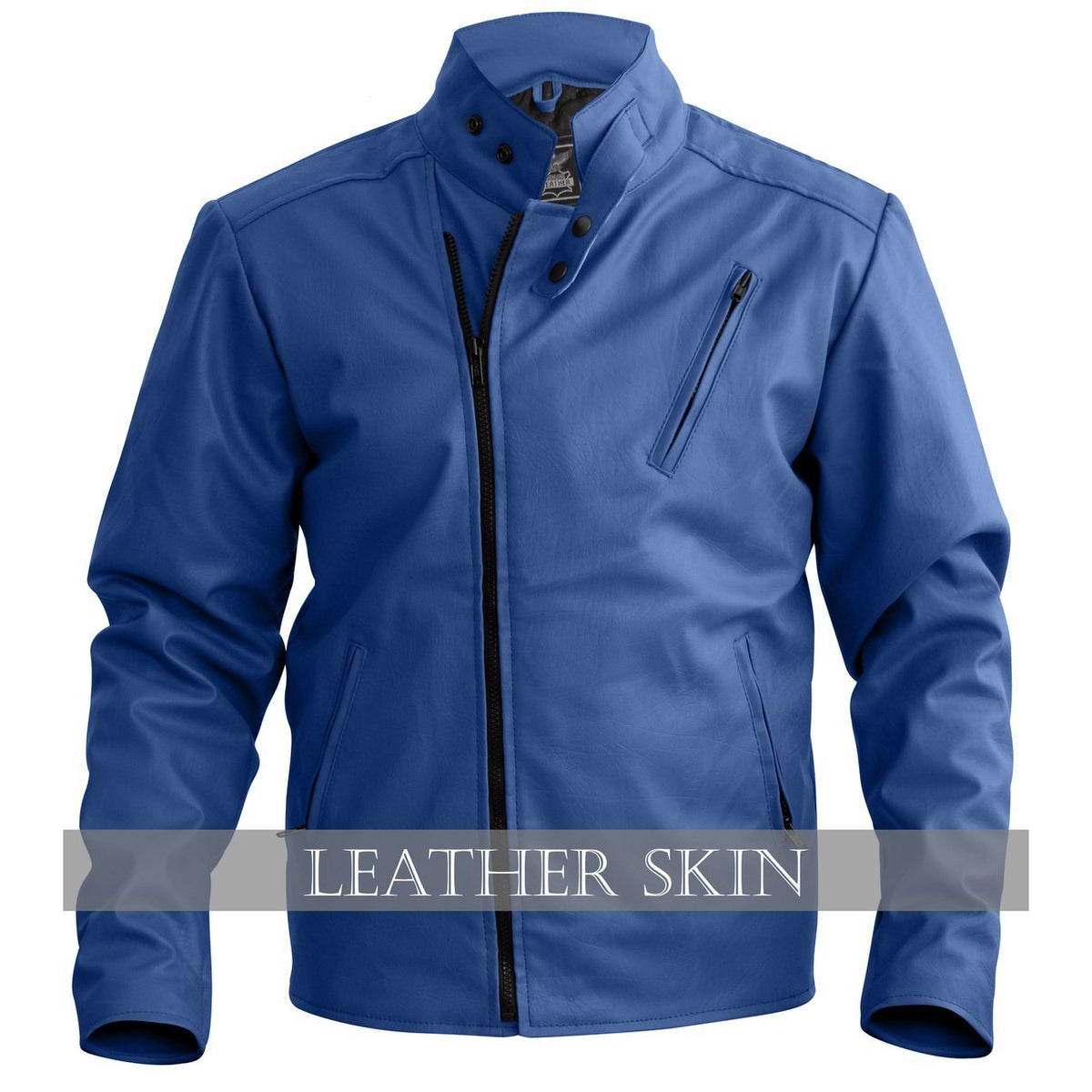 NWT Stylish Blue Men Synthentic  Leather Jacket