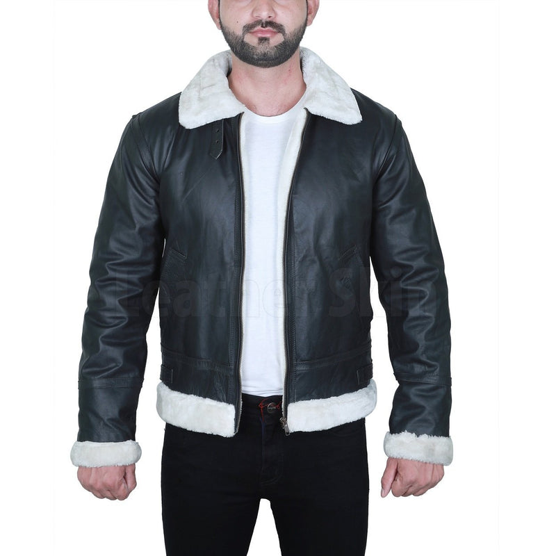 Home / Products / Black Fur Leather Jacket for Men