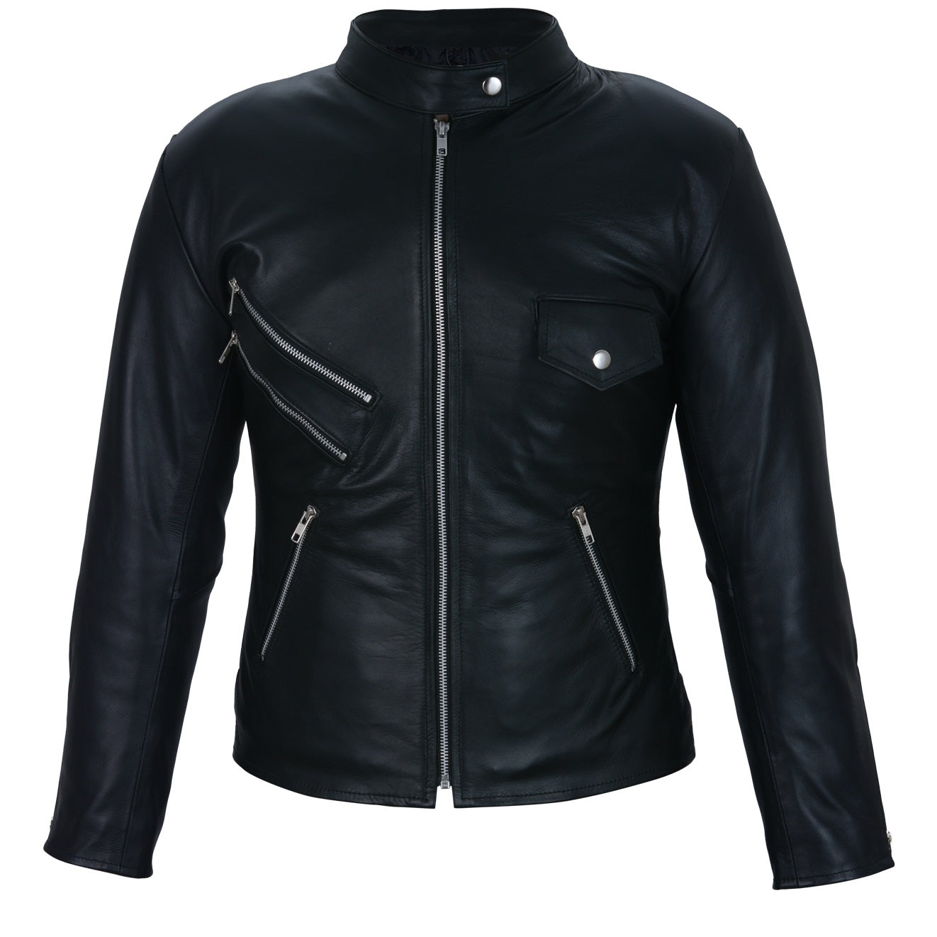 Black Leather Jacket Women - Black Zip Up Zipper Multi Pocket Jacket Womens
