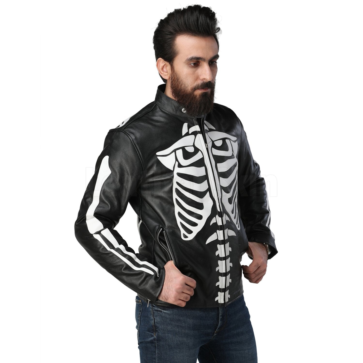 Skeleton Jacket with Zip-Up in Leather - Leather Skin Shop