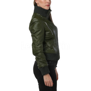 Carol Green Bomber Leather Jacket
