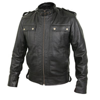 Classy Black Bomber Leather Field Jacket