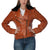Cognac Brown Leather Jacket with Fur Collar