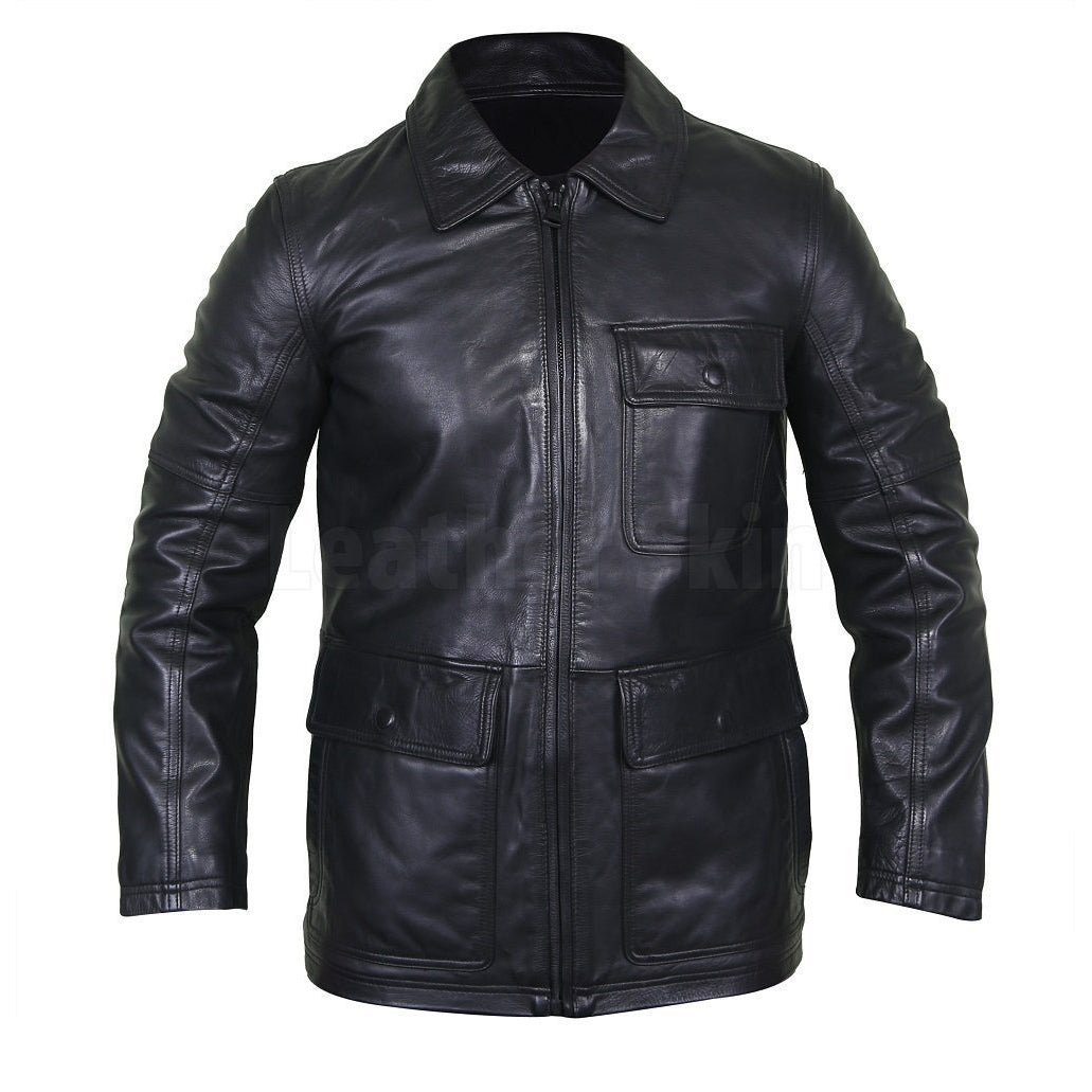 Mens Black Leather Jacket - Studded Spiked Studs Punk Asymmetrical Zip -  Leather Skin Shop