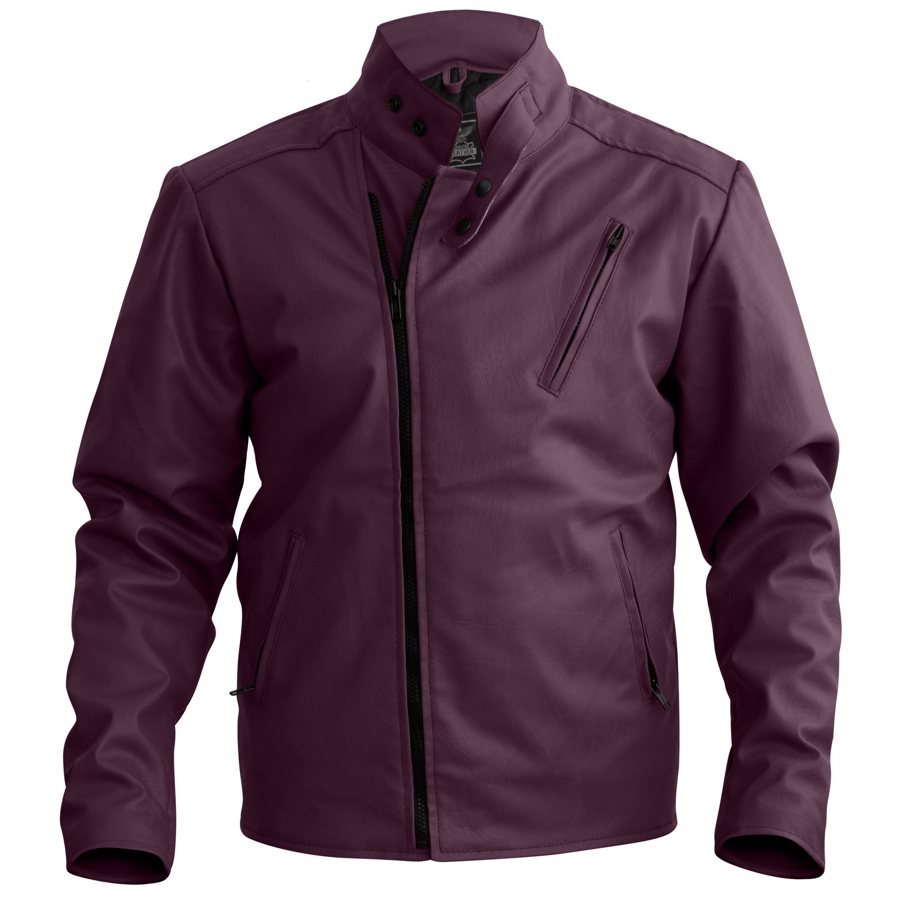 NWT Stylish Dark Purple Men Stylish Synthetic Leather Jacket