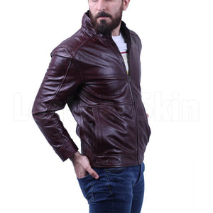Dark Maroon Waxed leather jacket