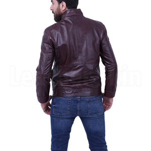 Dark Maroon Waxed leather jacket