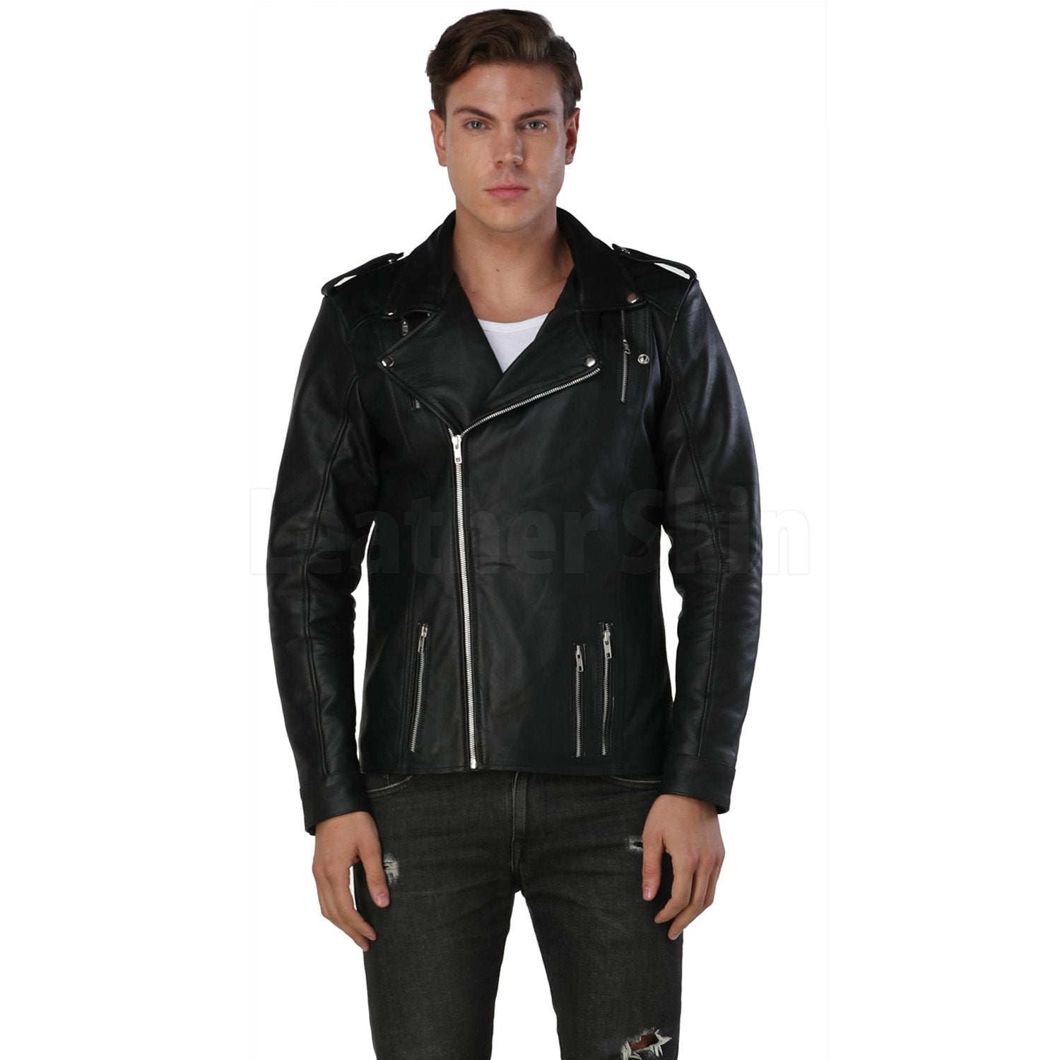 Oversized Black Leather Jacket Men Men's Big Tall Westport Black