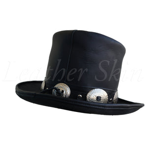 Genuine Black and Brown Top Leather Hat